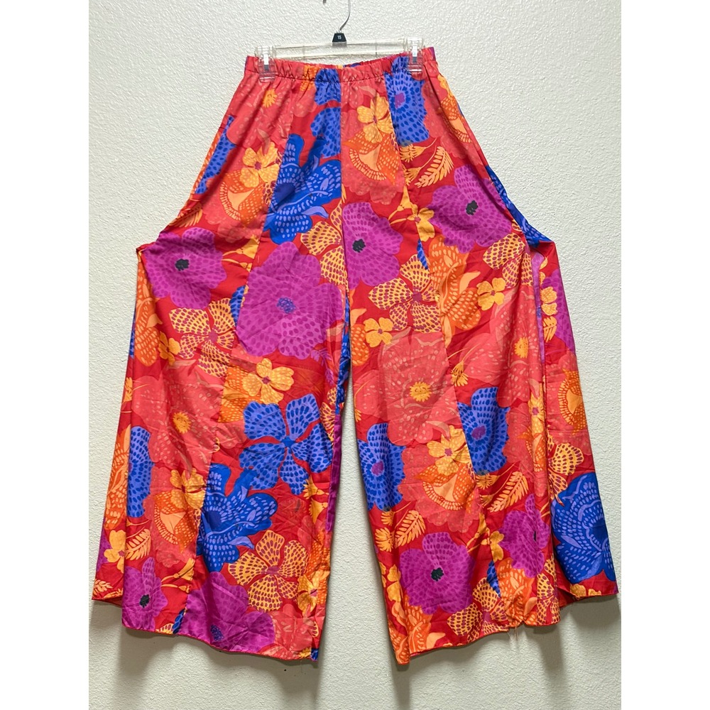 Live 4 Truth Floral Wide Leg Pants Multicolor Boho Elastic Waist Size Medium